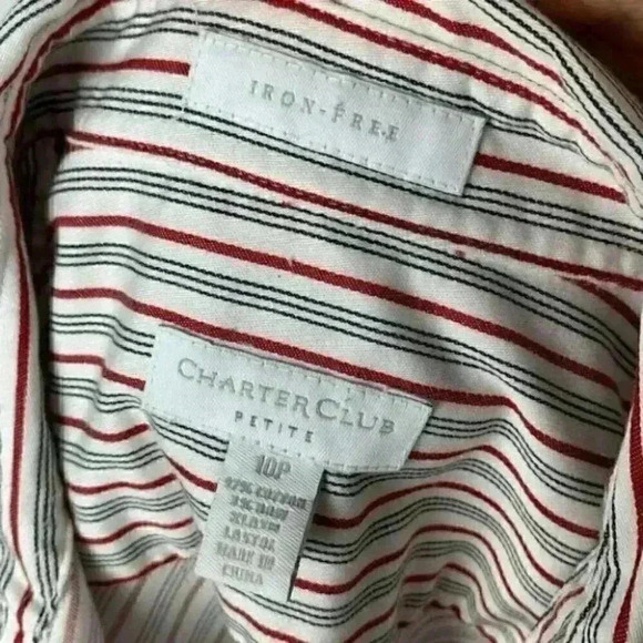 Charter club top size 10 P white red black striped - Picture 7 of 8